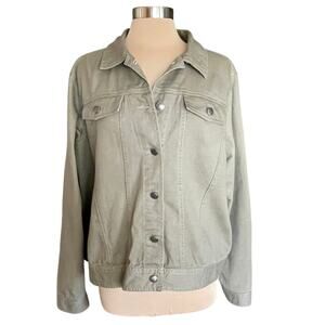 Westbound Woman Olive Green Twill Denim Jacket Sz 2X Casual Fall Plus Size